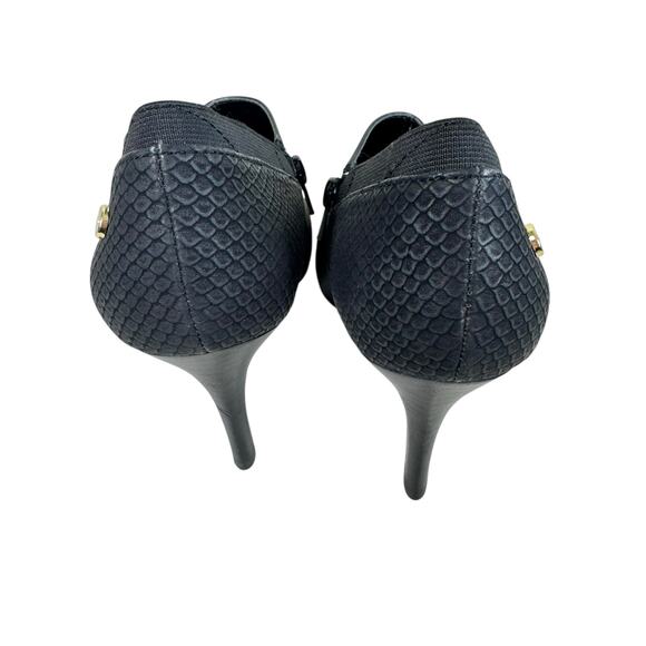 Calvin Klein Jeanine Black Leather Stiletto Ankle Booties High Heels Size 7.5 - Picture 3 of 8